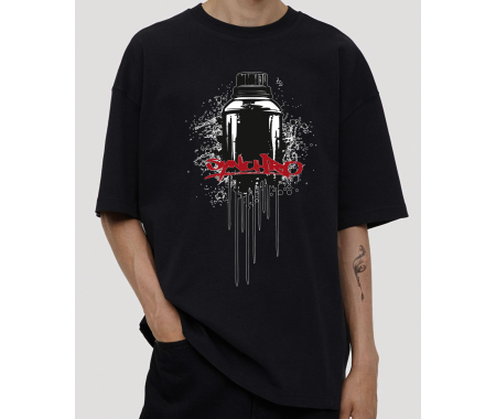 koszulka Pucha 1 Synchro T-shirt jakości premium SUB439B czarna koszulka oversize 100% bawełna